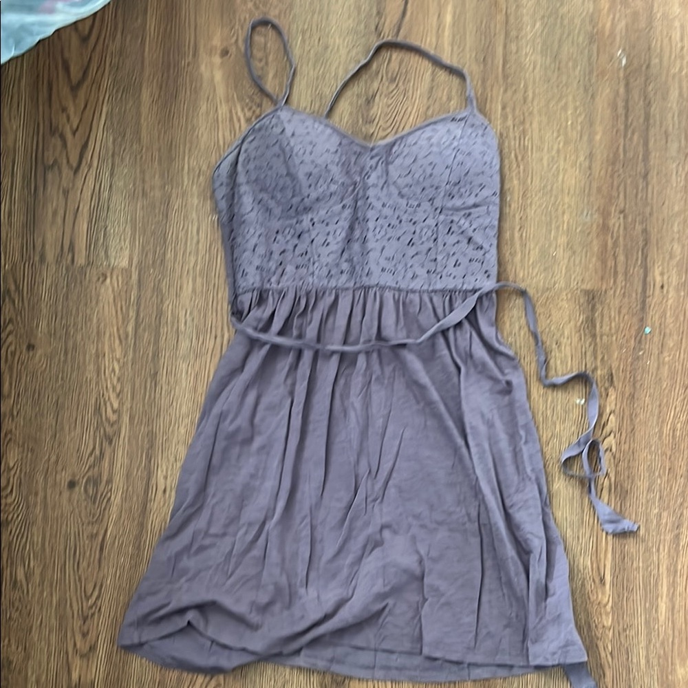 Gray Lace Spaghetti Strap Dress